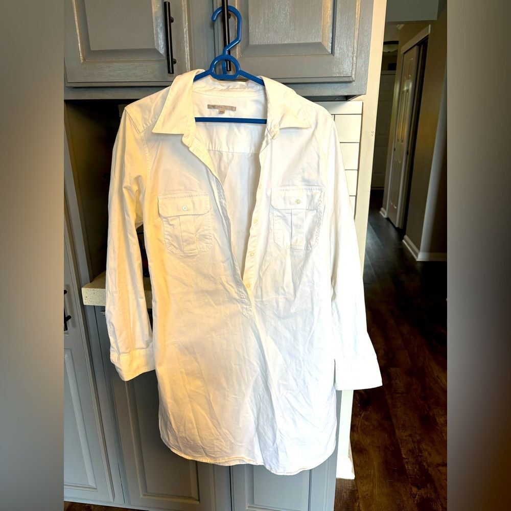 GAP Winter White Button-Up Shirt Dress